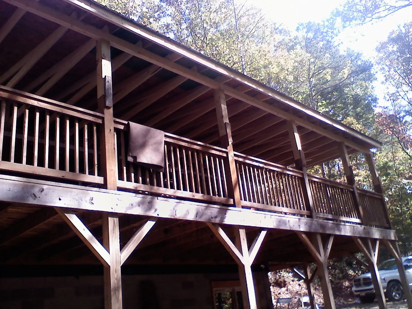 Timber framing under a new elevated porch and deck — Roof Leak Repair in Factoryville by Roofing Brothers
